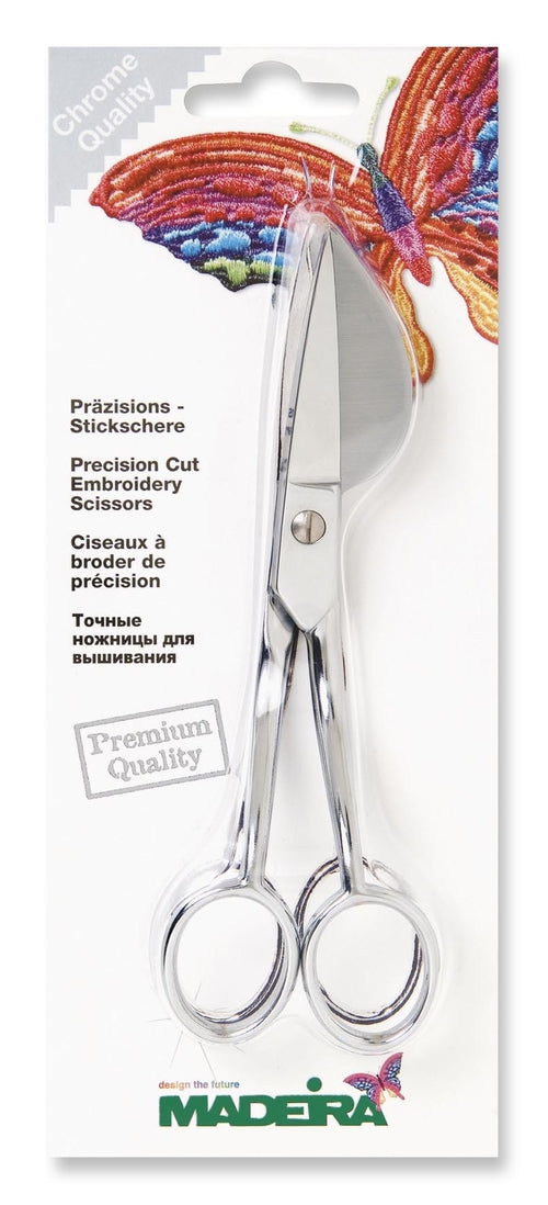 Madeira 9493 chrome-plated duckbill appliqué scissors with protective lower blade