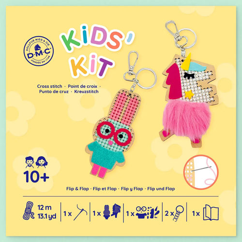 DMC Kids’ Flip & Flap Cross Stitch Key Ring Kit | NZ – Direct Sewing ...