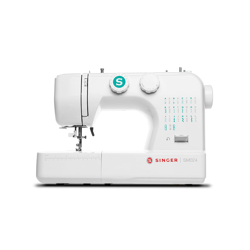 SINGER SM024 24-stitch mechanical sewing machine with turquoise accents