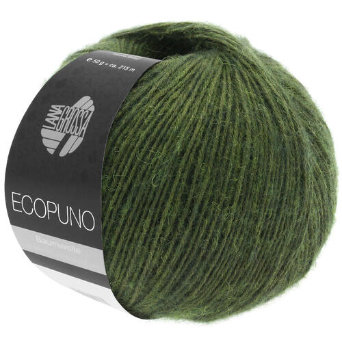 Lana Grossa Ecopuno Loden yarn showing its airy DK construction