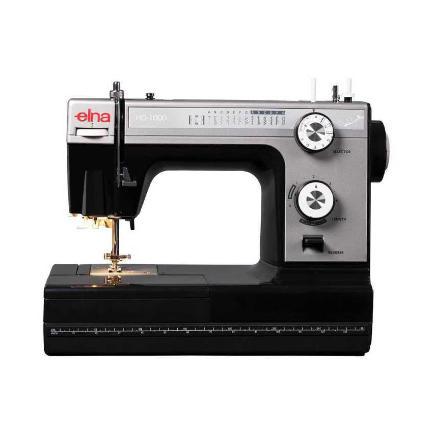 Elna HD1000 sewing machine in black, front view
