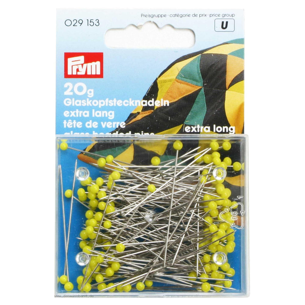 Prym Extra Long Glasshead Pins. 0.60 L=43mm. Qty: 20g