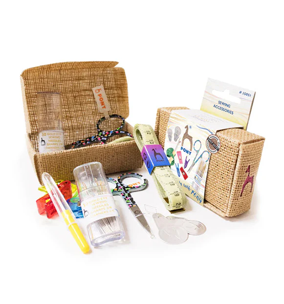 Pony Sewing Kit in Jute Box