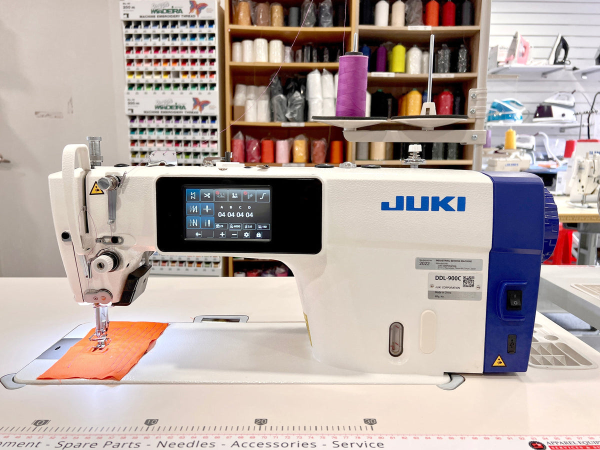 JUKI DDL-900C digital industrial sewing machine with touchscreen control panel