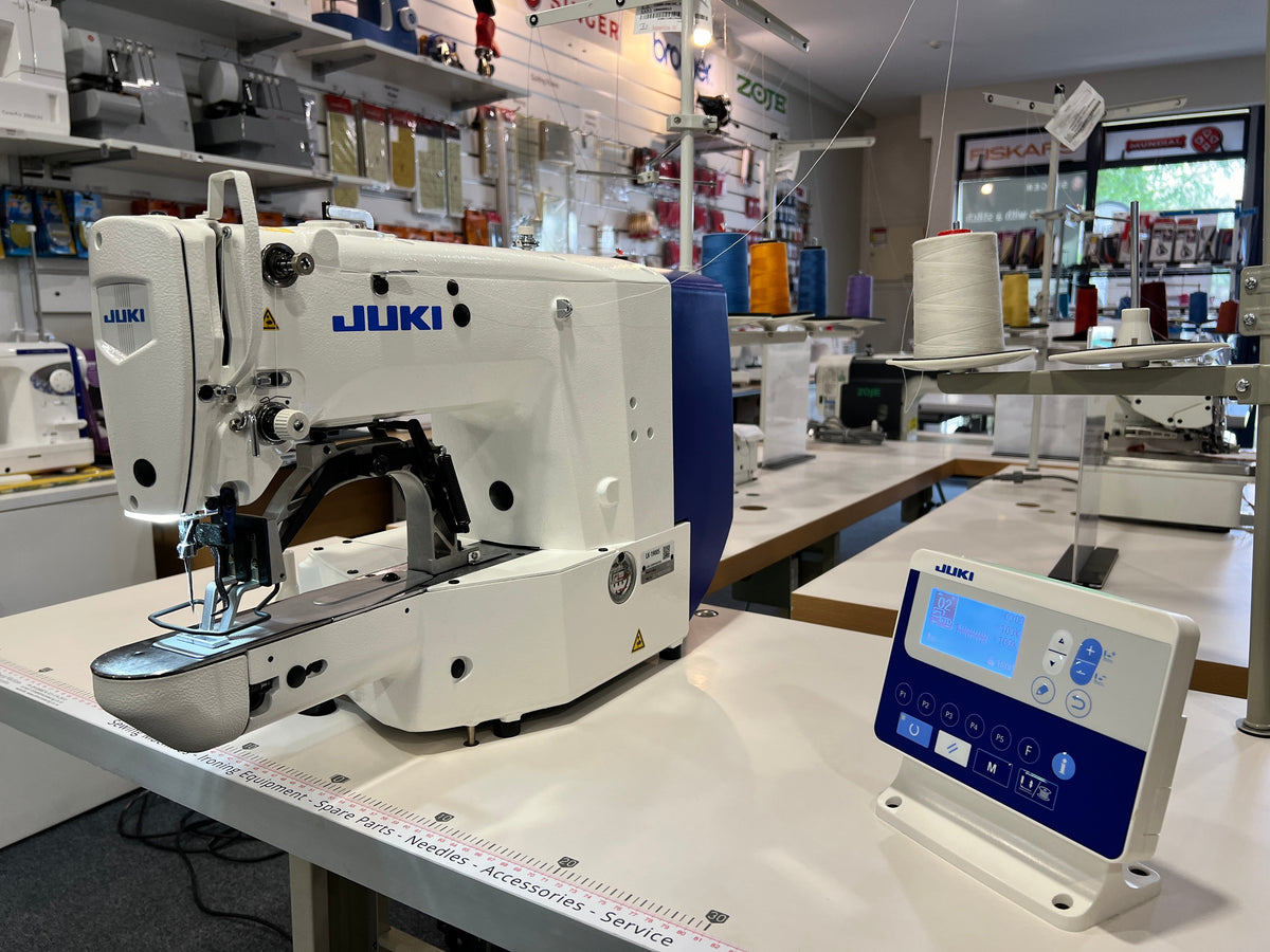 Juki LK-1900S electronic bartack sewing machine, with separate digital control panel