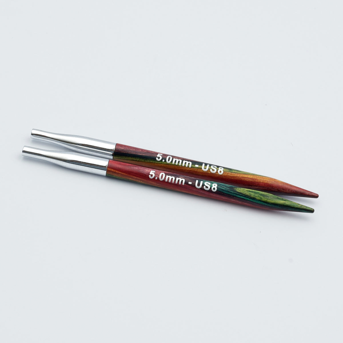 Pair of KnitPro Symfonie 2 Special 10cm rainbow birchwood interchangeable needle tips