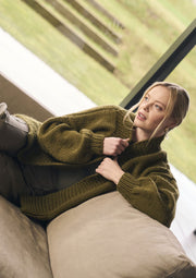 Mode at Rowan Alby Knitting Pattern – Chunky Wool Cardigan, finished design example