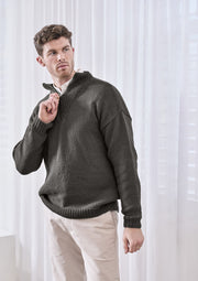 Mode at Rowan Aldeburgh Knitting Pattern – Merino Soft Zip Sweater (Mens), finished design example