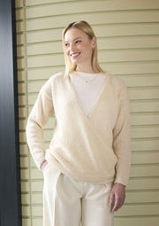 Mode at Rowan Cawston Knitting Pattern – Alpaca Cotton Wrap Cardigan, finished design example