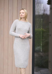 Mode at Rowan Cley Knitting Pattern – Softest Alpaca Ribbed Dress, finished design example