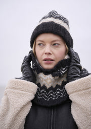 Mode at Rowan Coast Hat & Snood Knitting Pattern – Fair Isle Set, finished design example