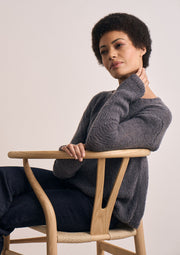 Mode at Rowan Fakenham Knitting Pattern – Alpaca Haze Sweater, finished design example