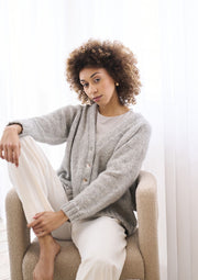 Mode at Rowan Fritton Knitting Pattern – Softest Alpaca Raglan Cardigan, finished design example