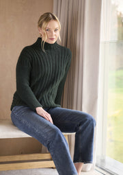 Mode at Rowan Hale Knitting Pattern – Softest Alpaca High Neck Sweater, finished design example