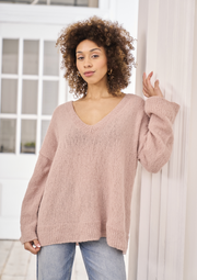 Mode at Rowan Heacham Knitting Pattern – V-Neck Sweater, finished design example