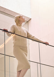 Mode at Rowan Holme & Sandringham Knitting Pattern – Sweater & Skirt Set, finished design example