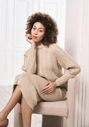 Mode at Rowan Holme & Sandringham Knitting Pattern – Sweater & Skirt Set, finished design example