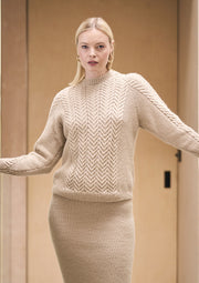 Mode at Rowan Holme & Sandringham Knitting Pattern – Sweater & Skirt Set, finished design example