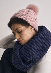 Mode at Rowan Lowestoft & Thorpeness Knitting Pattern – Chunky Wool Snood & Cabled Hat, finished design example