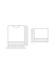 Mode at Rowan Ludham Knitting Pattern – Softest Alpaca High Neck Sweater, garment sizing diagram