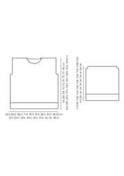 Mode at Rowan MIP91 Portofino Roll-Neck Sweater Knitting Pattern, garment sizing diagram