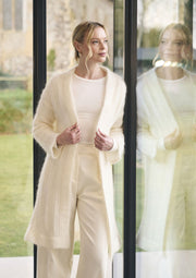Mode at Rowan Ovington Knitting Pattern – Alpaca Haze Lace Cardigan, finished design example