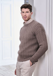 Mode at Rowan Pentney Knitting Pattern – Alpaca Wool Cable Sweater (Mens), finished design example