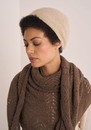 Mode at Rowan Pier & Metton Knitting Pattern – Shawl & Hat Set, finished design example