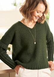 Mode at Rowan Prairie Alpaca Cotton DK 8 Ply Double-Strand V-Neck Sweater Knitting Pattern – MIP75, finished design example