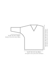 Mode at Rowan Prairie Alpaca Cotton DK 8 Ply Double-Strand V-Neck Sweater Knitting Pattern – MIP75, garment sizing diagram