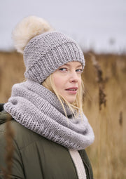 Mode at Rowan Salle & Highoak Knitting Pattern – Chunky Wool Snood & Hat Set, finished design example