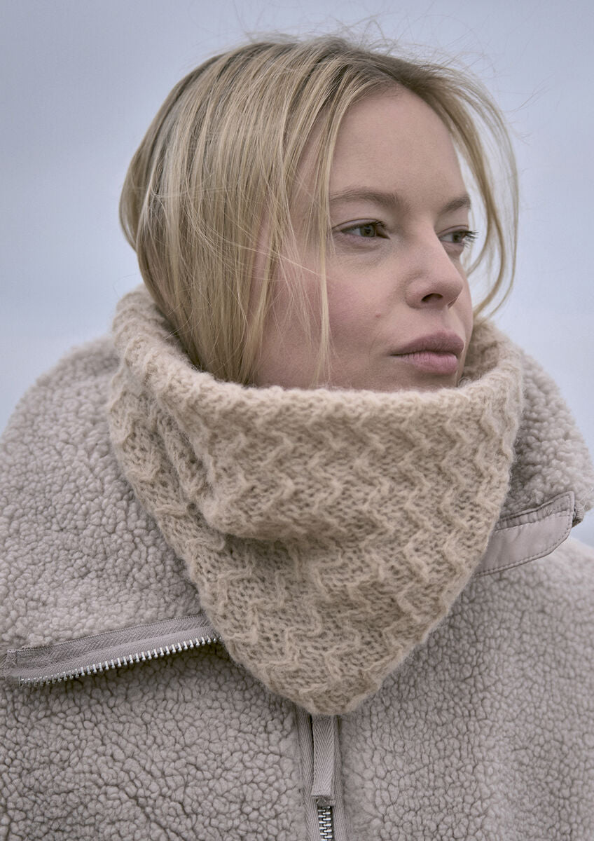 Mode at Rowan Shoal & Metton Knitting Pattern – Snood & Hat Set, finished design example