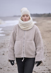 Mode at Rowan Tottington & Heydon Knitting Pattern – Snood & Hat Set (Alpaca Cotton + Softest Alpaca), finished design example