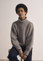 Mode at Rowan Watton Knitting Pattern – Chunky Wool High Neck Sweater, finished design example