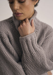 Mode at Rowan Watton Knitting Pattern – Chunky Wool High Neck Sweater, finished design example