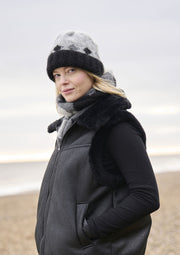 Mode at Rowan Wave Wrap & Hat Knitting Pattern – Softest Alpaca Intarsia Set, finished design example