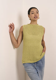 Mode at Rowan Wilhelmine Cotton DK 8 Ply Openwork Sleeveless Top Knitting Pattern – MIP59, finished design example