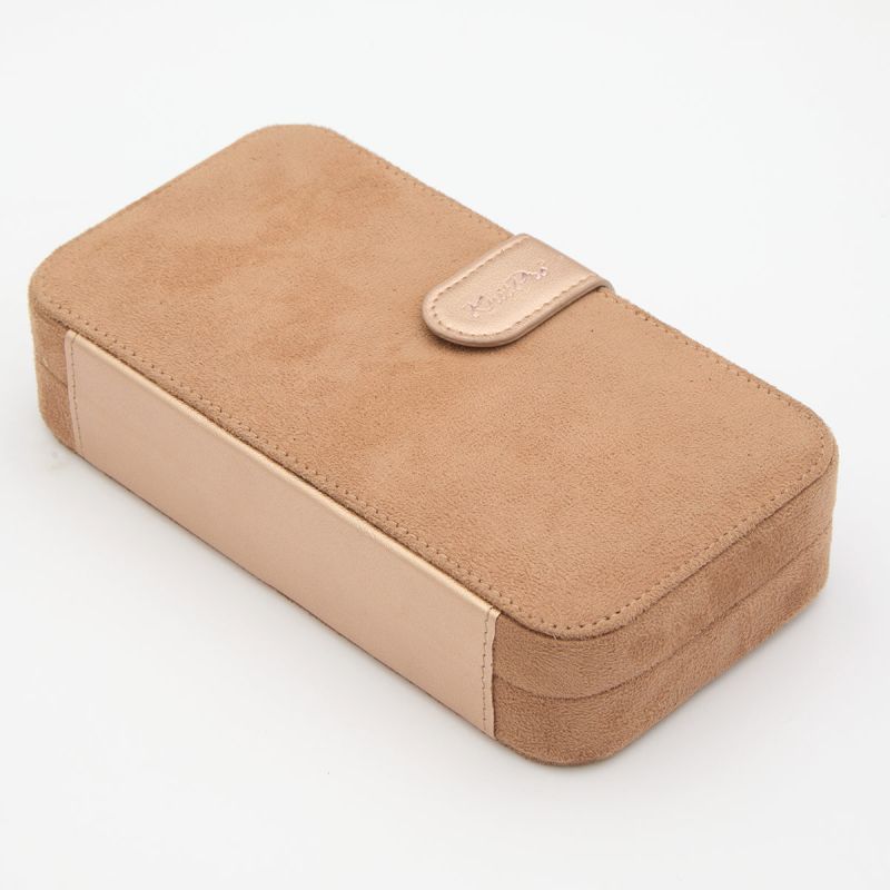 Closed clay beige faux-suede KnitPro Oasis Chunky crochet hook storage case