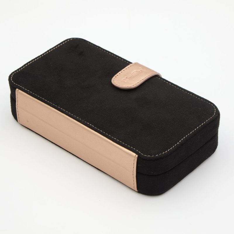 Closed coal black faux-suede KnitPro Oasis Starter crochet hook storage case