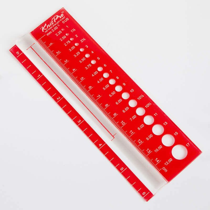 Full KnitPro rectangular needle gauge with metric and inch rulers