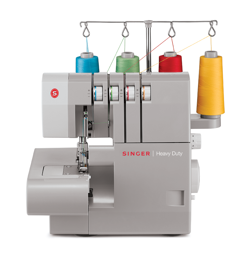 Singer heavy duty overlocker with four coloured thread cones
