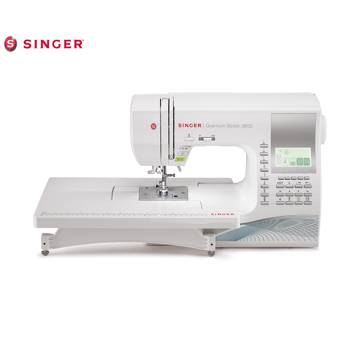 Singer Quantum Stylist 9960 sewing machine with extension table