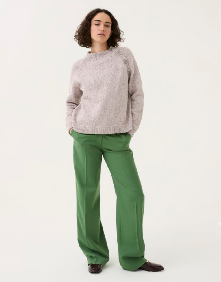 Sirdar 10781 Buttoned Raglan Sweater knitted in Loveful Tweed Blend