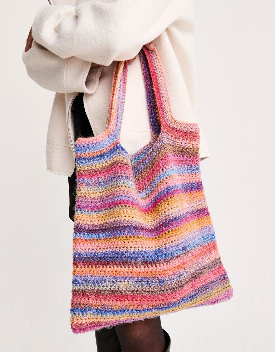 Sirdar Crystal Crochet Bag Pattern in Jewelspun With Wool Chunky, finished design example
