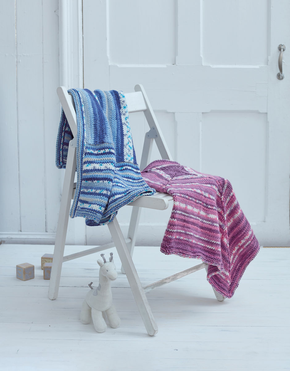 Sirdar Hayfield Baby Blossom Chunky Baby Blanket Knitting Pattern – Easy Self Patterning Baby Blanket, finished design example