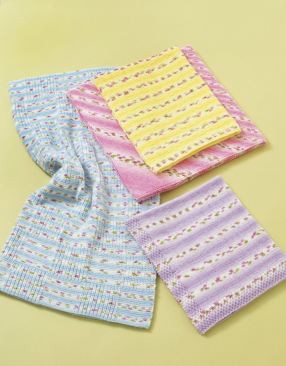 Sirdar Hayfield Baby Blossom DK Blanket Knitting Pattern – Self Patterning Baby Blankets, finished design example