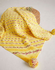 Sirdar Hayfield Petal Pom Pom Blanket Knitting Pattern 5575 – Baby Blossom Chunky Baby Blanket Pattern, finished design example
