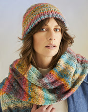 Sirdar Sea Breeze Hat & Scarf Knitting Pattern in Jewelspun With Wool Chunky, finished design example