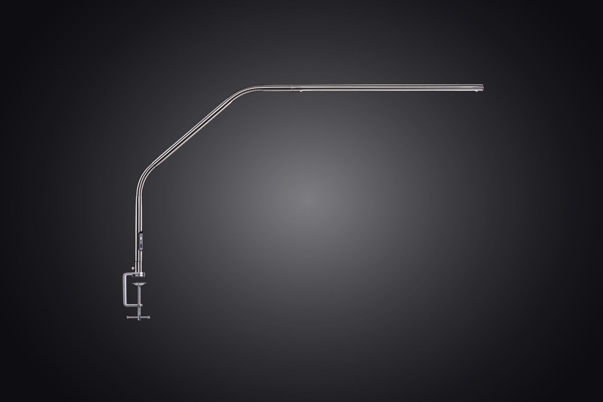 Daylight Slimline 4 A35109 brushed steel LED table lamp with clamp mount