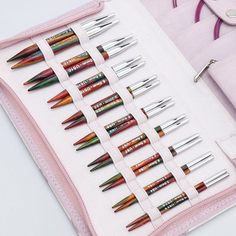 Open KnitPro Symfonie 2 Special 10cm interchangeable needle set with rainbow birchwood tips